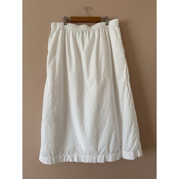 COS White Drawstring Midi Skirt Aline Basics Boho Coastal Beachy Cotton 12 - Picture 2 of 9